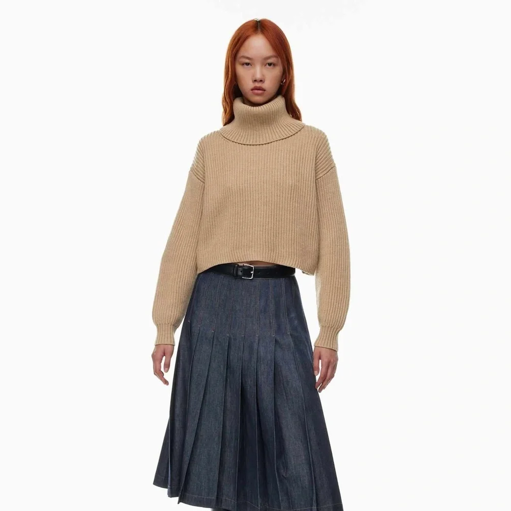 Aritzia Babaton Guell Sweater- neutral Merino Wool Turtleneck- Size Small - Picture 2 of 13